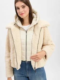 Amber & June Jacken & Westen*Damen Teddyfell-Jacke ecru uni