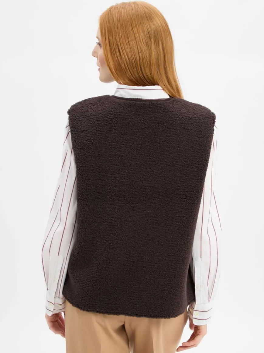 Marie Lund Collection Jacken & Westen*Damen Teddyfell-Weste schoko uni