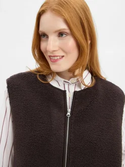 Marie Lund Collection Jacken & Westen*Damen Teddyfell-Weste schoko uni