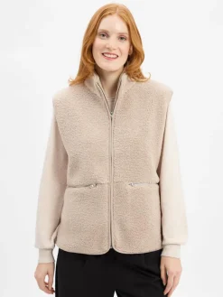 Marie Lund Jacken & Westen*Damen Teddyfell-Weste kitt uni