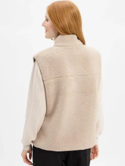 Marie Lund Jacken & Westen*Damen Teddyfell-Weste kitt uni