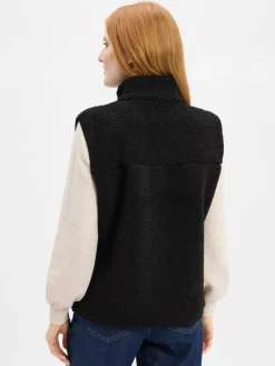 Marie Lund Jacken & Westen*Damen Teddyfell-Weste schwarz uni