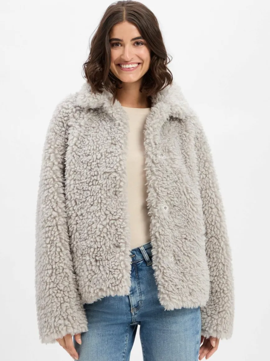 Amber & June Jacken & Westen*Damen Teddyjacke hellgrau uni