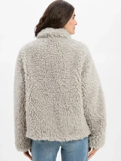 Amber & June Jacken & Westen*Damen Teddyjacke hellgrau uni