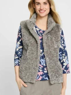 Olsen Jacken & Westen*Damen Teddy-Weste taupe uni