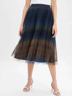 More & More Röcke*Damen Tüllrock marine oliv gemustert