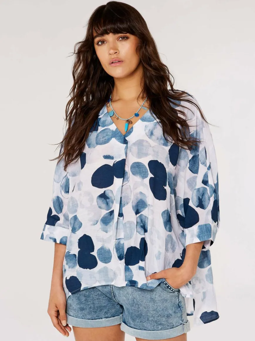 Apricot Blusen*Damen Top marine gemustert