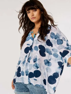 Apricot Blusen*Damen Top marine gemustert