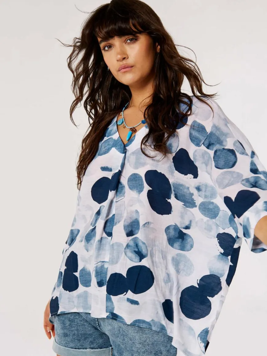 Apricot Blusen*Damen Top marine gemustert