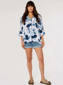 Apricot Blusen*Damen Top marine gemustert