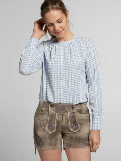 Spieth & Wenksy Blusen*Damen Trachtenbluse - Angela hellblau kariert