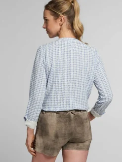 Spieth & Wenksy Blusen*Damen Trachtenbluse - Angela hellblau kariert