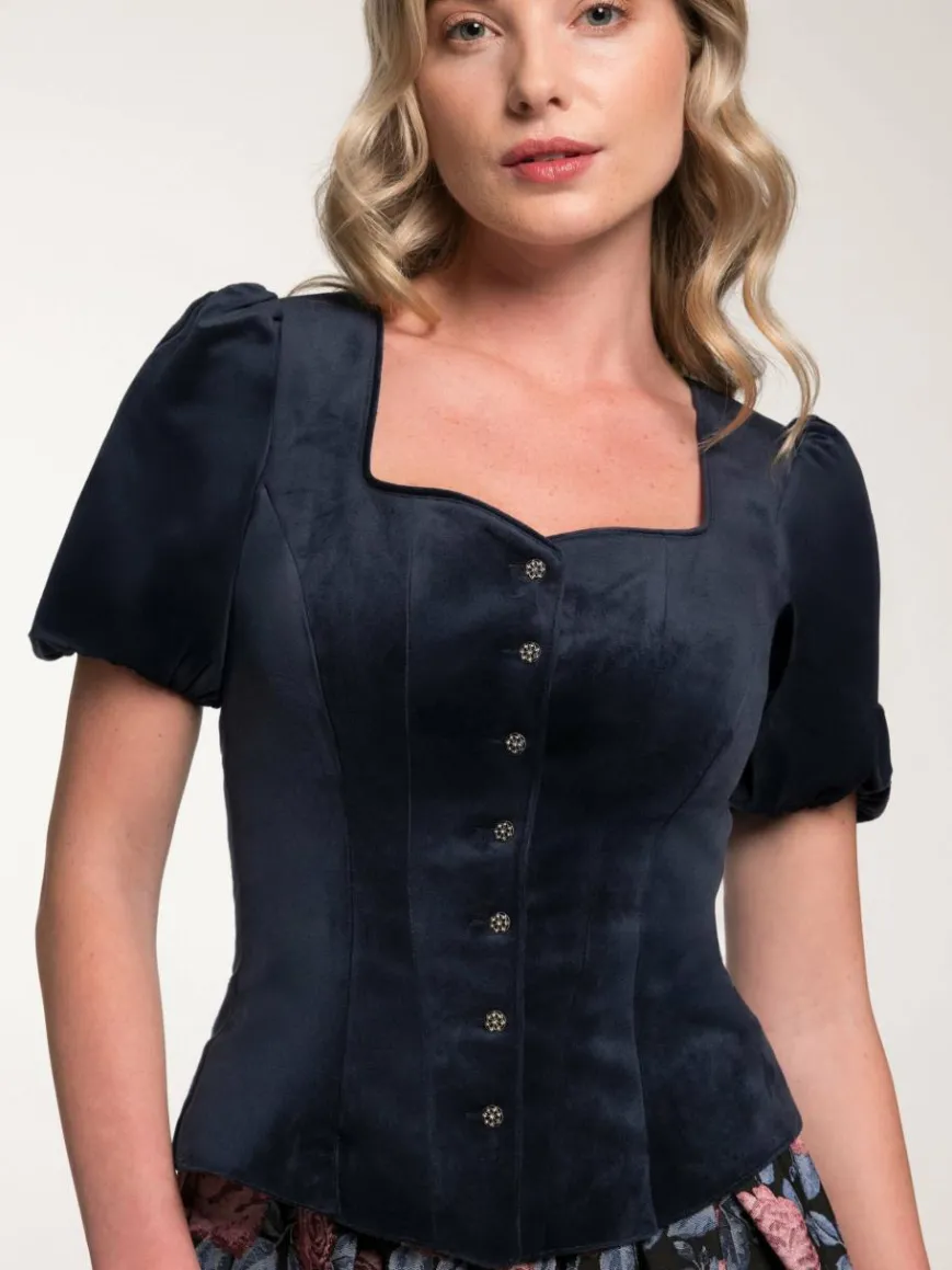 Spieth & Wenksy Blusen*Damen Trachtenmieder - Griffin blau uni