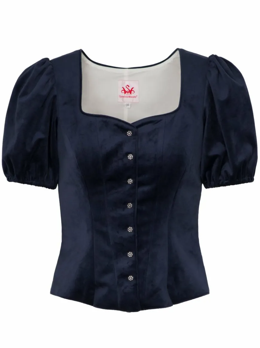 Spieth & Wenksy Blusen*Damen Trachtenmieder - Griffin blau uni