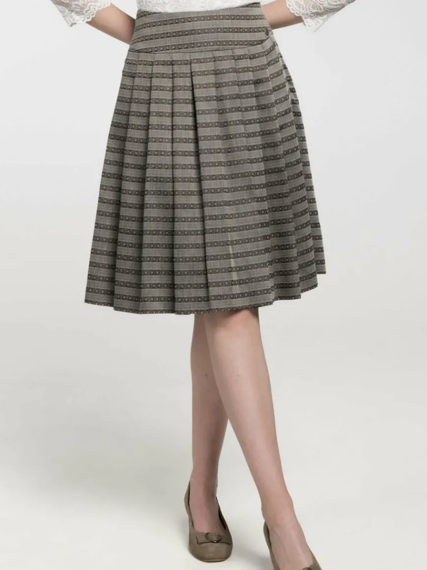 Spieth & Wenksy Röcke*Damen Trachtenrock - Babette taupe gestreift