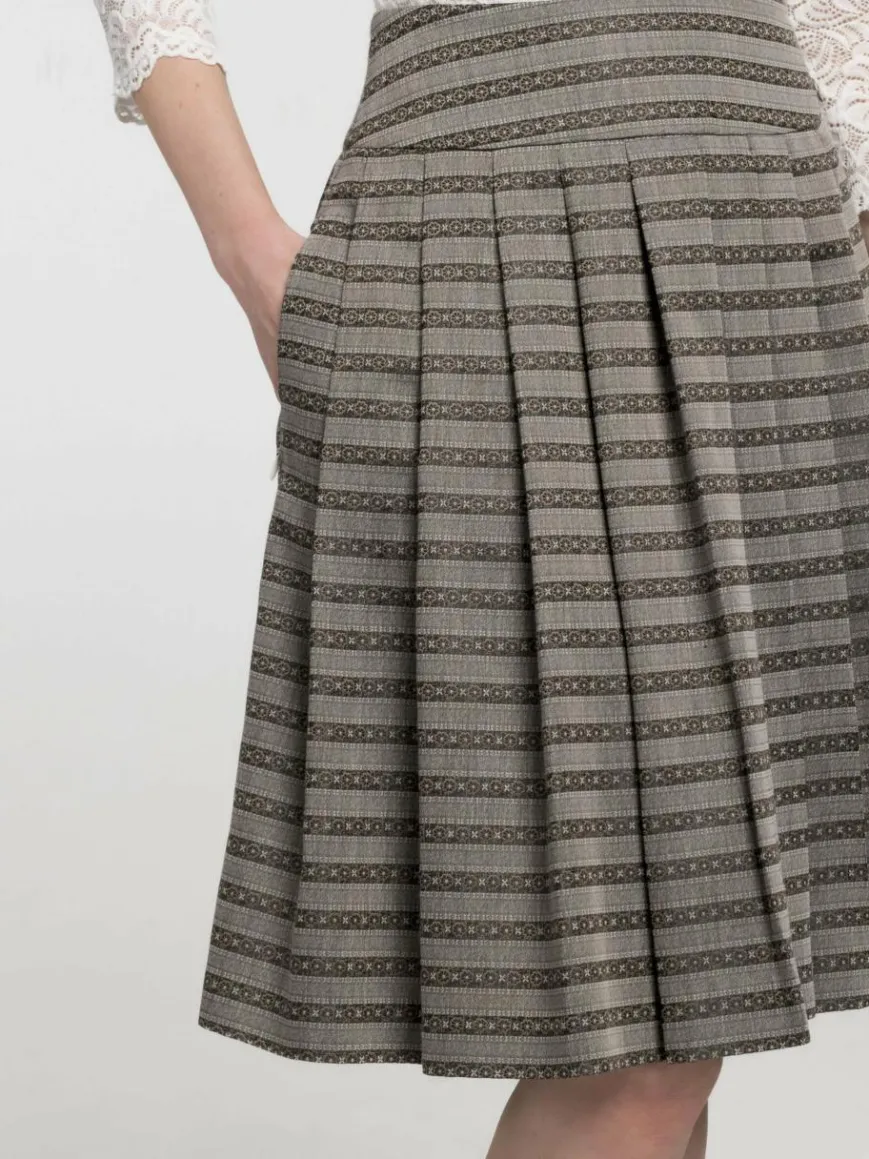 Spieth & Wenksy Röcke*Damen Trachtenrock - Babette taupe gestreift