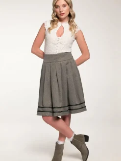 Spieth & Wenksy Röcke*Damen Trachtenrock - Glora oliv gestreift