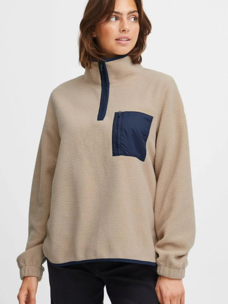 OXMO Sweatshirts & Sweatjacken*Damen Troyer - OXPiala beige gemustert