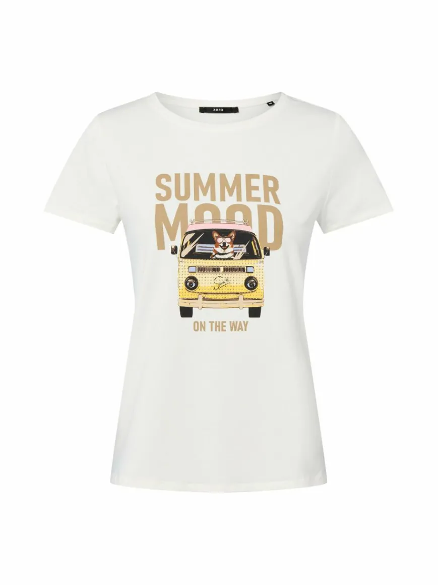 zero Shirts & Tops*Damen T-Shirt ecru beige bedruckt