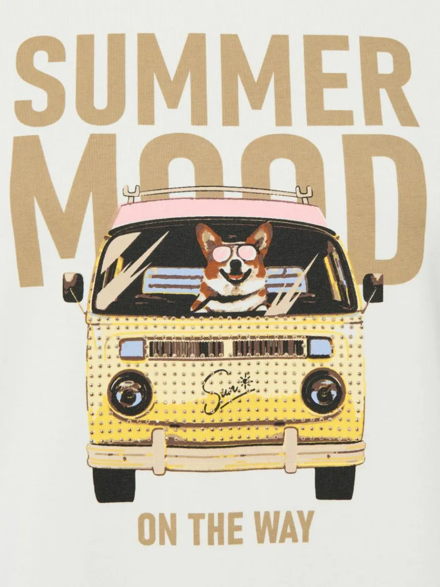 zero Shirts & Tops*Damen T-Shirt ecru beige bedruckt