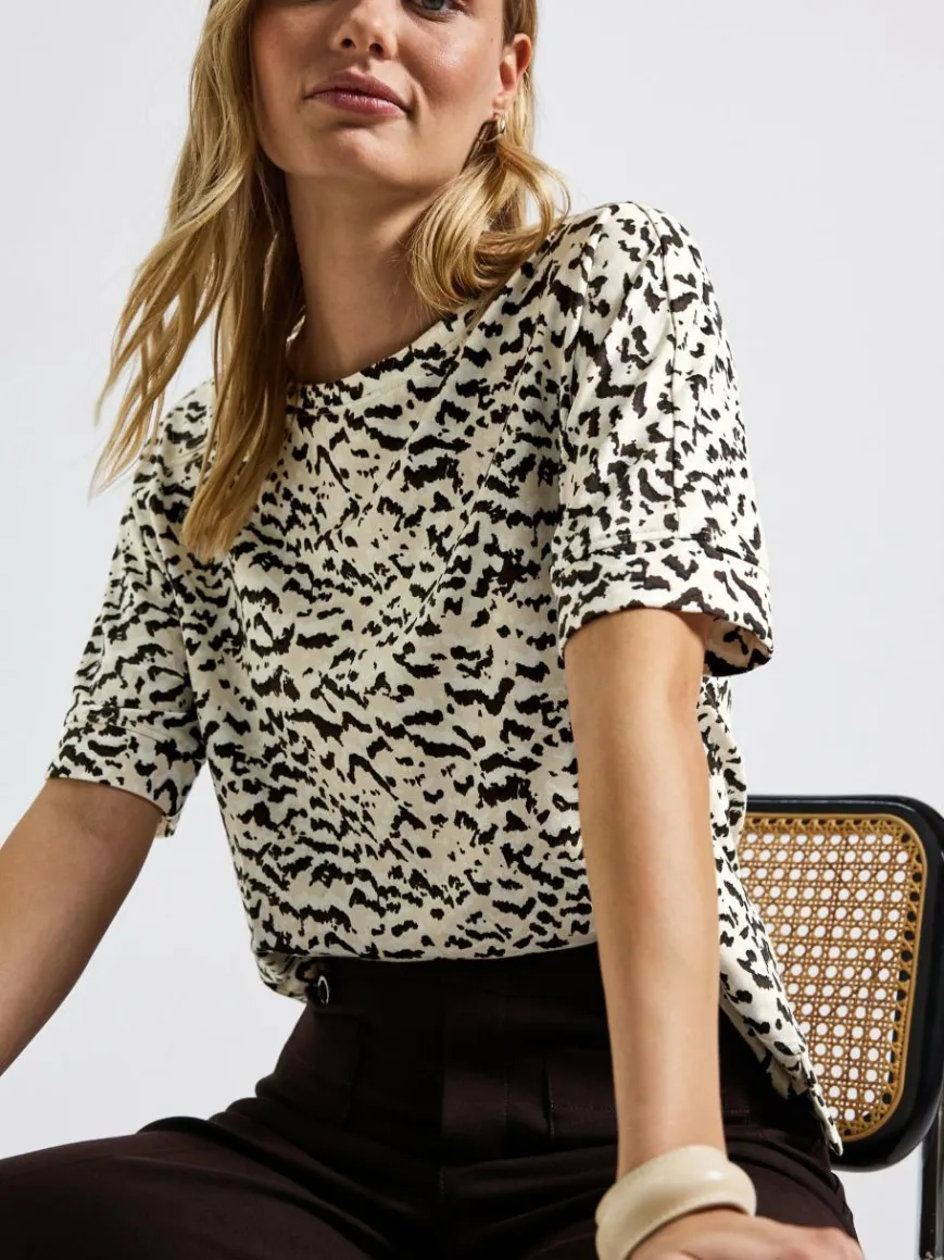 Street One Shirts & Tops*Damen T-Shirt beige schoko gemustert