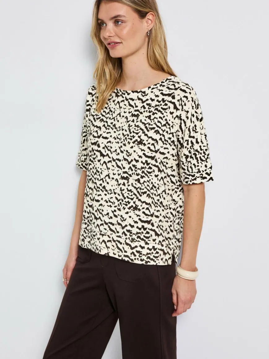 Street One Shirts & Tops*Damen T-Shirt beige schoko gemustert