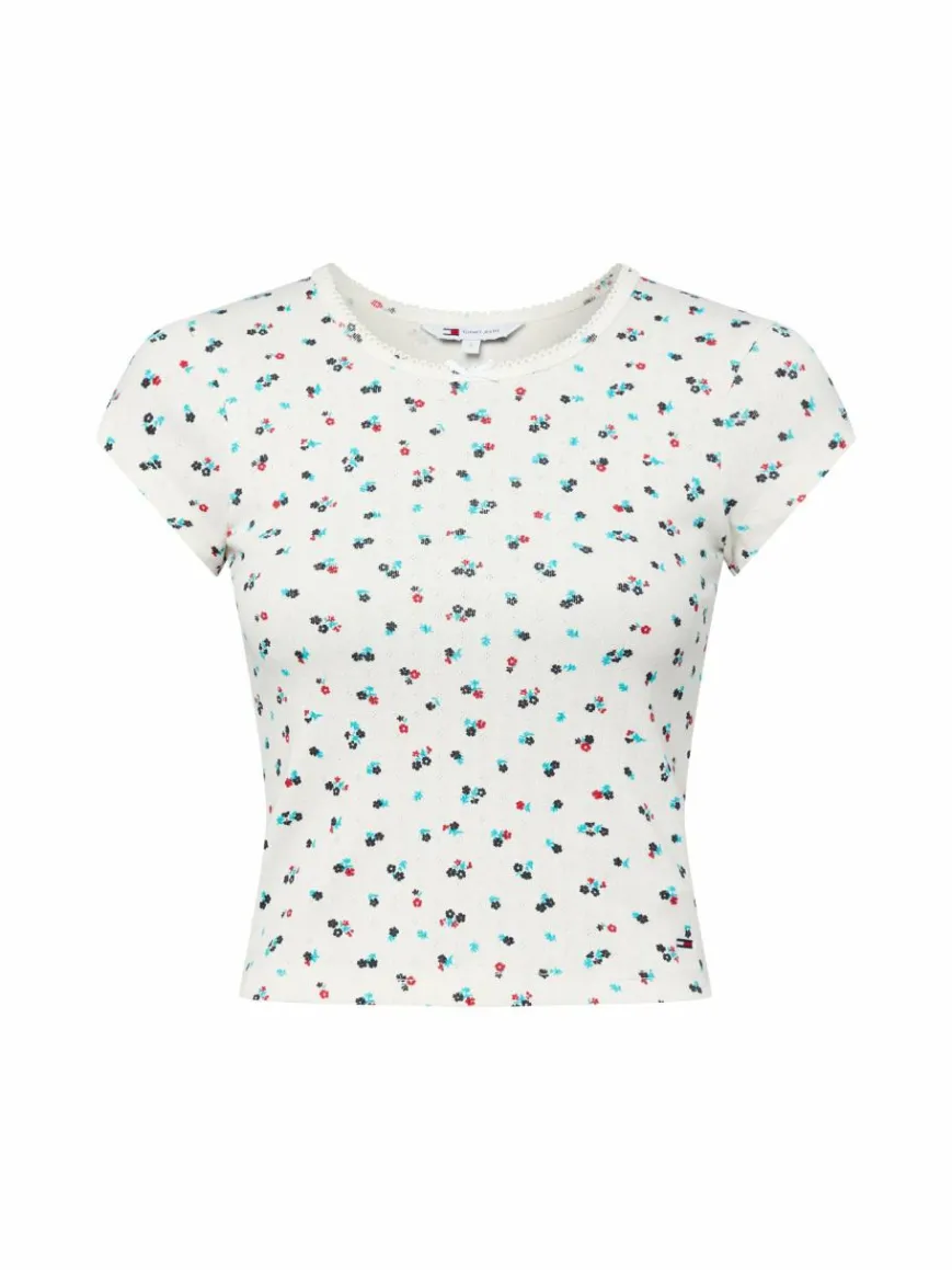 Tommy Jeans Shirts & Tops*Damen T-Shirt ecru bedruckt