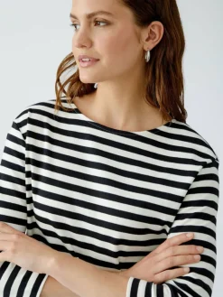 Oui Shirts & Tops*Damen T-Shirt schwarz weiß gestreift