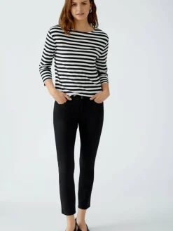 Oui Shirts & Tops*Damen T-Shirt schwarz weiß gestreift