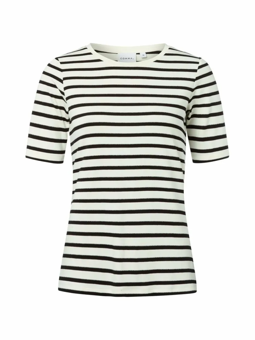comma Shirts & Tops*Damen T-Shirt ecru schwarz gestreift