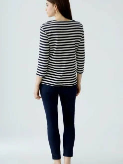 Oui Shirts & Tops*Damen T-Shirt weiß blau gestreift