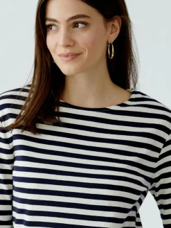 Oui Shirts & Tops*Damen T-Shirt weiß blau gestreift