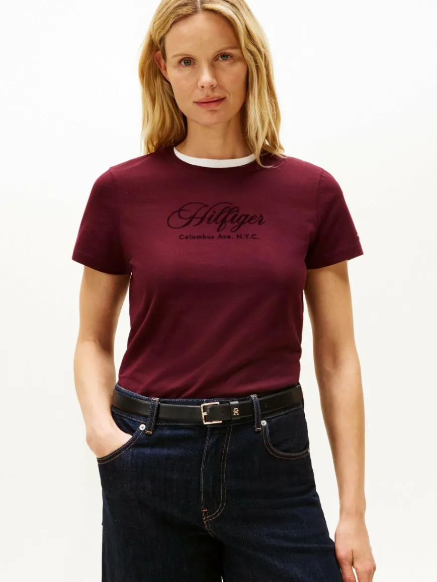 Tommy Hilfiger Shirts & Tops*Damen T-Shirt aubergine uni