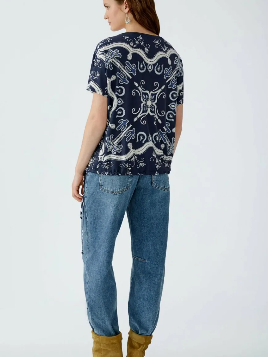 Oui Shirts & Tops*Damen T-Shirt blau bedruckt