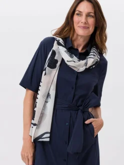 Frank Walder Schals & Tücher*Damen Tuch weiß blau gemustert