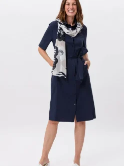 Frank Walder Schals & Tücher*Damen Tuch weiß blau gemustert