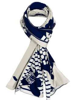 Frank Walder Schals & Tücher*Damen Tuch weiß blau gemustert