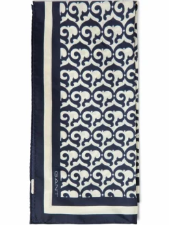 Gant Schals & Tücher*Damen Tuch aus Seide marine ecru gemustert