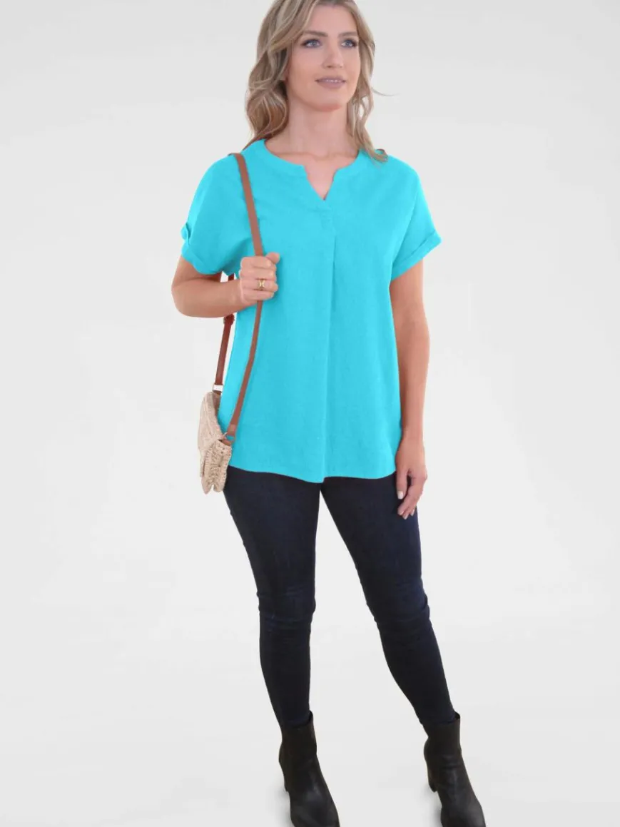 Navigazione Blusen*Damen Tunika türkis uni