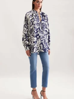 Seidensticker Blusen*Damen Tunika - Druck blau bedruckt