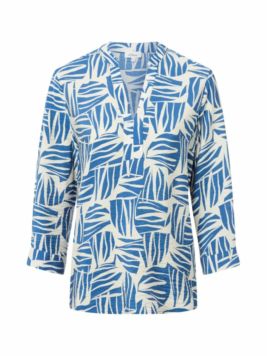 s.Oliver Blusen*Damen Tunikabluse indigo ecru gemustert