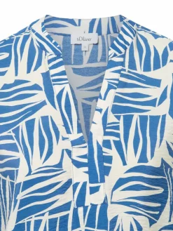 s.Oliver Blusen*Damen Tunikabluse indigo ecru gemustert