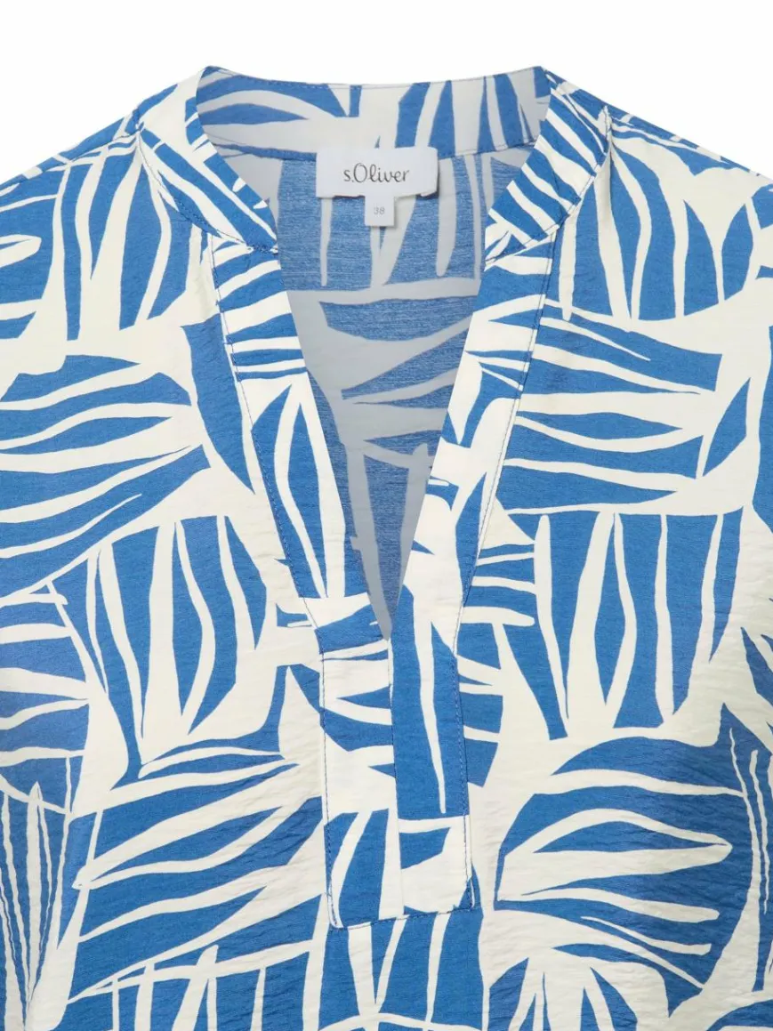 s.Oliver Blusen*Damen Tunikabluse indigo ecru gemustert