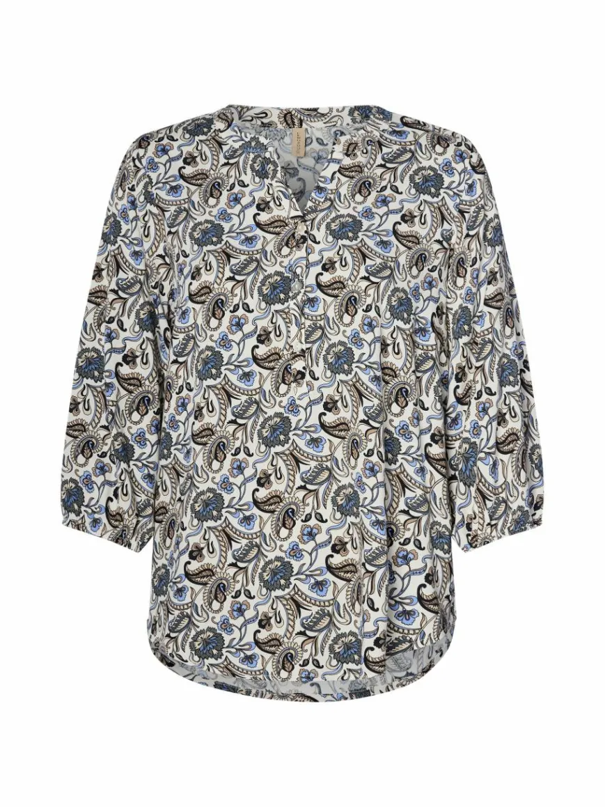 soyaconcept® Blusen*Damen Tunikabluse - SC-Samea blau beige gemustert
