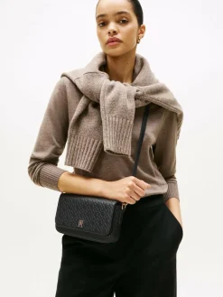 Tommy Hilfiger Taschen & Rucksäcke*Damen Umhängetasche schwarz strukturiert