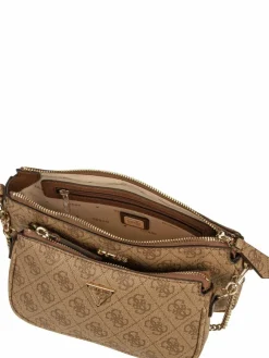 GUESS Taschen & Rucksäcke*Damen Umhängetasche - Noelle II Double Pouch CB 72710 Logo braun uni