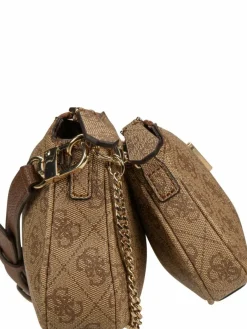 GUESS Taschen & Rucksäcke*Damen Umhängetasche - Noelle II Double Pouch CB 72710 Logo braun uni