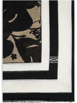 Marc O'Polo Schals & Tücher*Damen Webschal mit Leinen-Anteil schwarz ecru gemustert