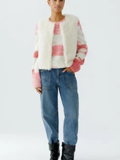 Oui Jacken & Westen*Damen Weste weiß uni