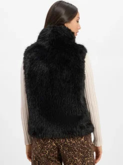 Amber & June Jacken & Westen*Damen Weste aus Kunstfell schwarz uni